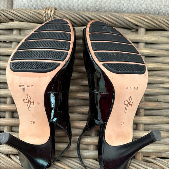Cole Haan Black Patent Leather Slingback Heels - Picture 3 of 4